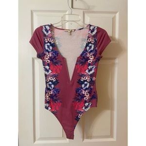 $13 Express V-Wire Floral Bodysuit Size Small